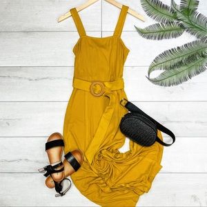 NWT Hem & Thread Ribbed Belted Mustard Dress